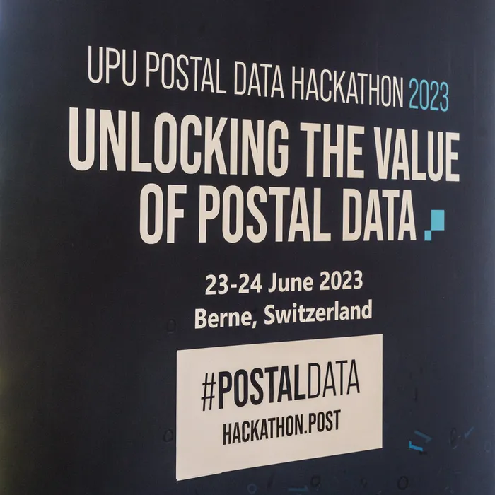 UPU Postal Data Hackathon 2023 banner: Unlocking the value of postal data, 23–24 June 2023, Berne, Switzerland, #PostalData
